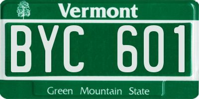 VT license plate BYC601