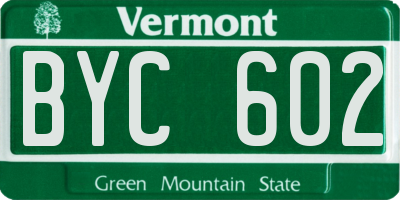 VT license plate BYC602