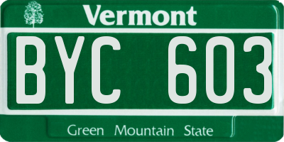 VT license plate BYC603