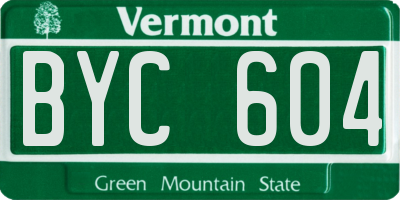 VT license plate BYC604