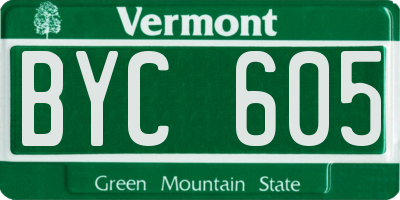 VT license plate BYC605