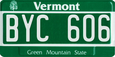 VT license plate BYC606