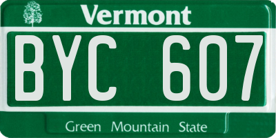 VT license plate BYC607