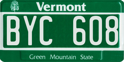 VT license plate BYC608