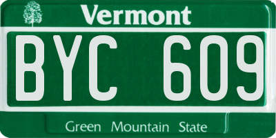 VT license plate BYC609