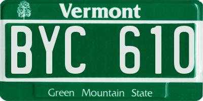 VT license plate BYC610