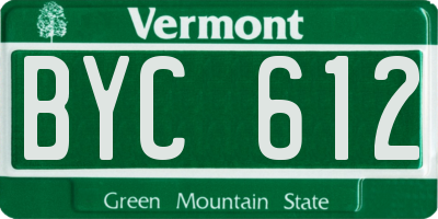 VT license plate BYC612