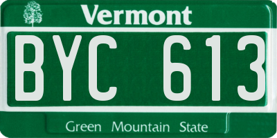 VT license plate BYC613