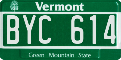 VT license plate BYC614
