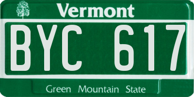 VT license plate BYC617