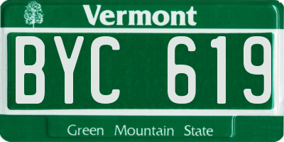VT license plate BYC619