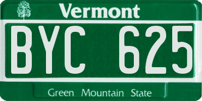 VT license plate BYC625