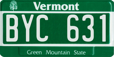 VT license plate BYC631