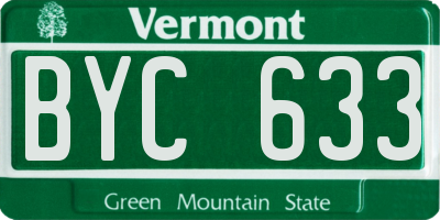 VT license plate BYC633