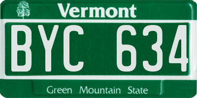 VT license plate BYC634