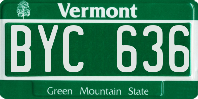 VT license plate BYC636