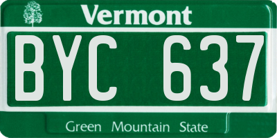 VT license plate BYC637