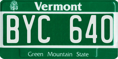 VT license plate BYC640