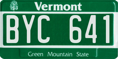 VT license plate BYC641