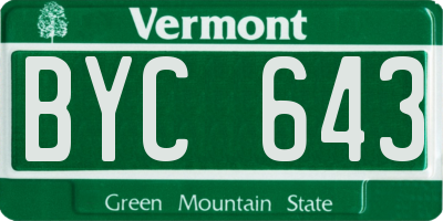 VT license plate BYC643