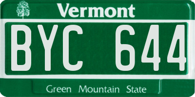 VT license plate BYC644