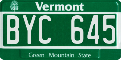 VT license plate BYC645