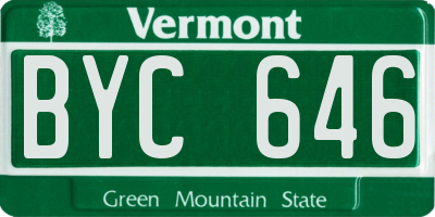 VT license plate BYC646