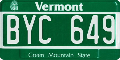 VT license plate BYC649