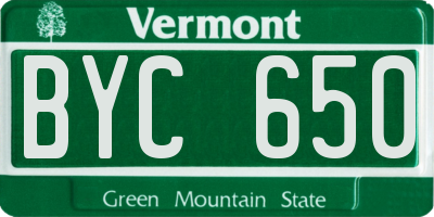 VT license plate BYC650