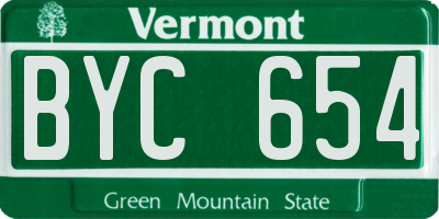 VT license plate BYC654