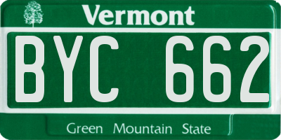 VT license plate BYC662