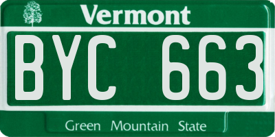 VT license plate BYC663
