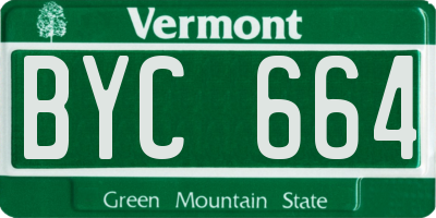 VT license plate BYC664