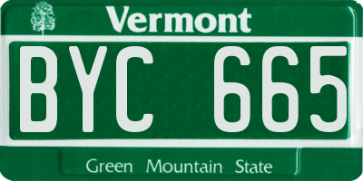 VT license plate BYC665