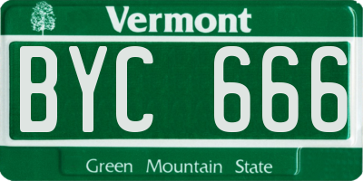 VT license plate BYC666