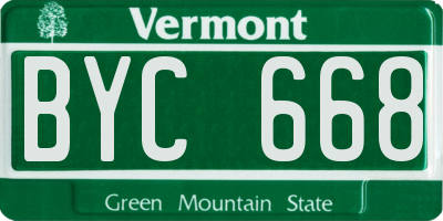 VT license plate BYC668