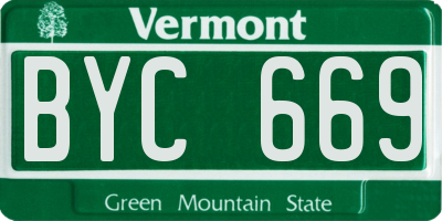 VT license plate BYC669
