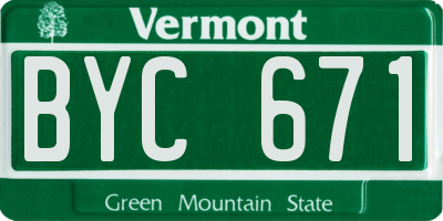 VT license plate BYC671