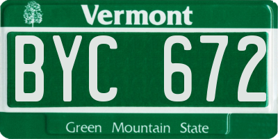 VT license plate BYC672
