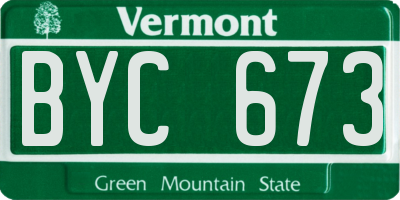 VT license plate BYC673