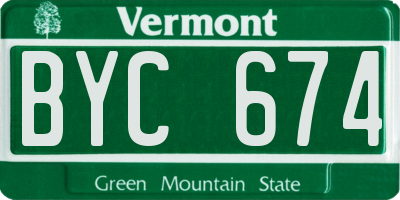 VT license plate BYC674