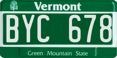 VT license plate BYC678