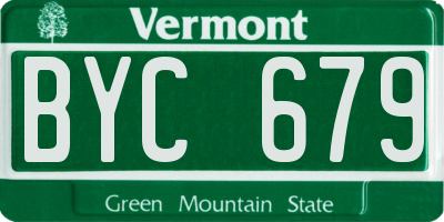 VT license plate BYC679