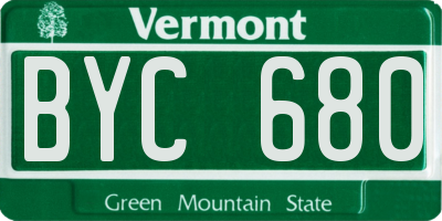 VT license plate BYC680