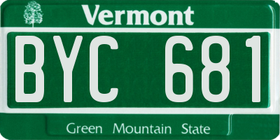 VT license plate BYC681