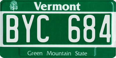 VT license plate BYC684