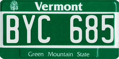 VT license plate BYC685
