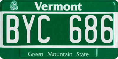 VT license plate BYC686