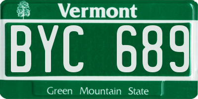 VT license plate BYC689