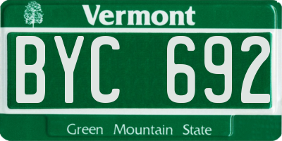 VT license plate BYC692